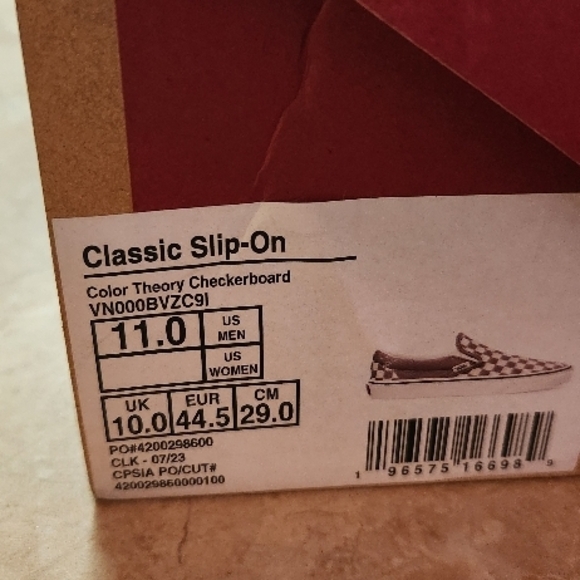 Mens Vans Grey Checkered Slip-On Shoes Nwt In Box Size 11 Free Shipping - Picture 2 of 7